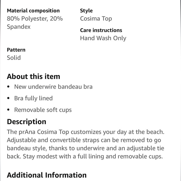 NWT Prana dusted peri jasmine Cosima bikini top Sz L - Picture 8 of 11